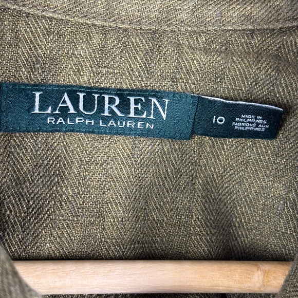 Lauren Ralph Lauren Women 100%  Linen Button Jacket Sz 14W Nature Beach Military - Picture 4 of 10